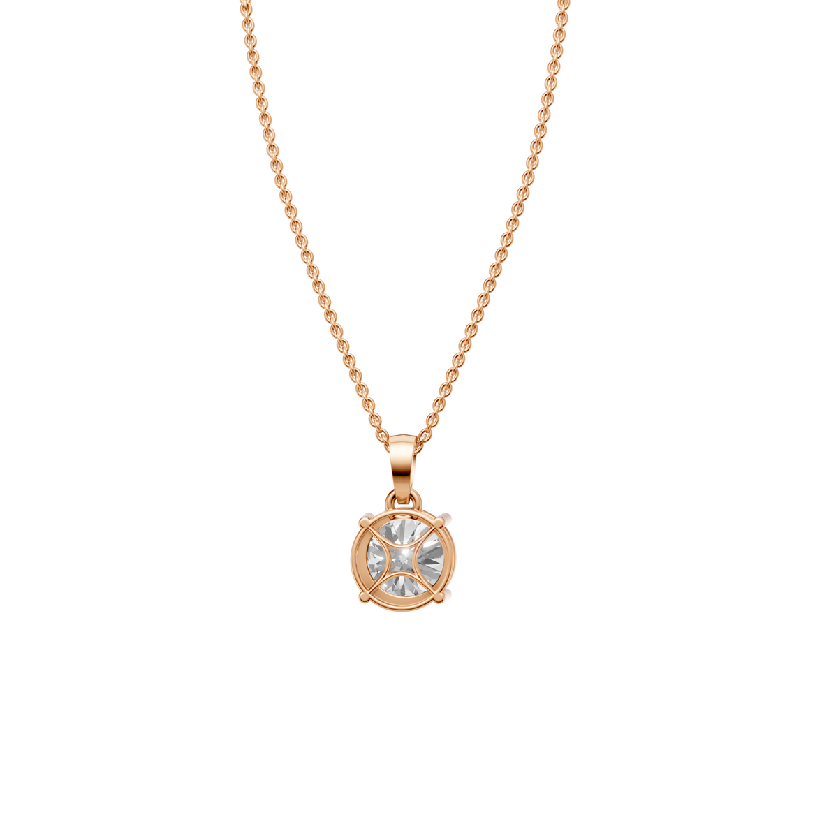 Elara Round Diamond Solitaire Pendant in 14K Solid Gold