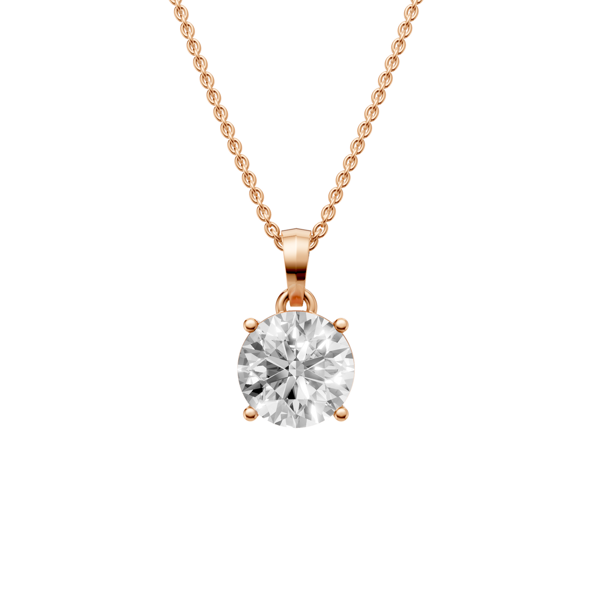 Elara Round Diamond Solitaire Pendant in 14K Solid Gold