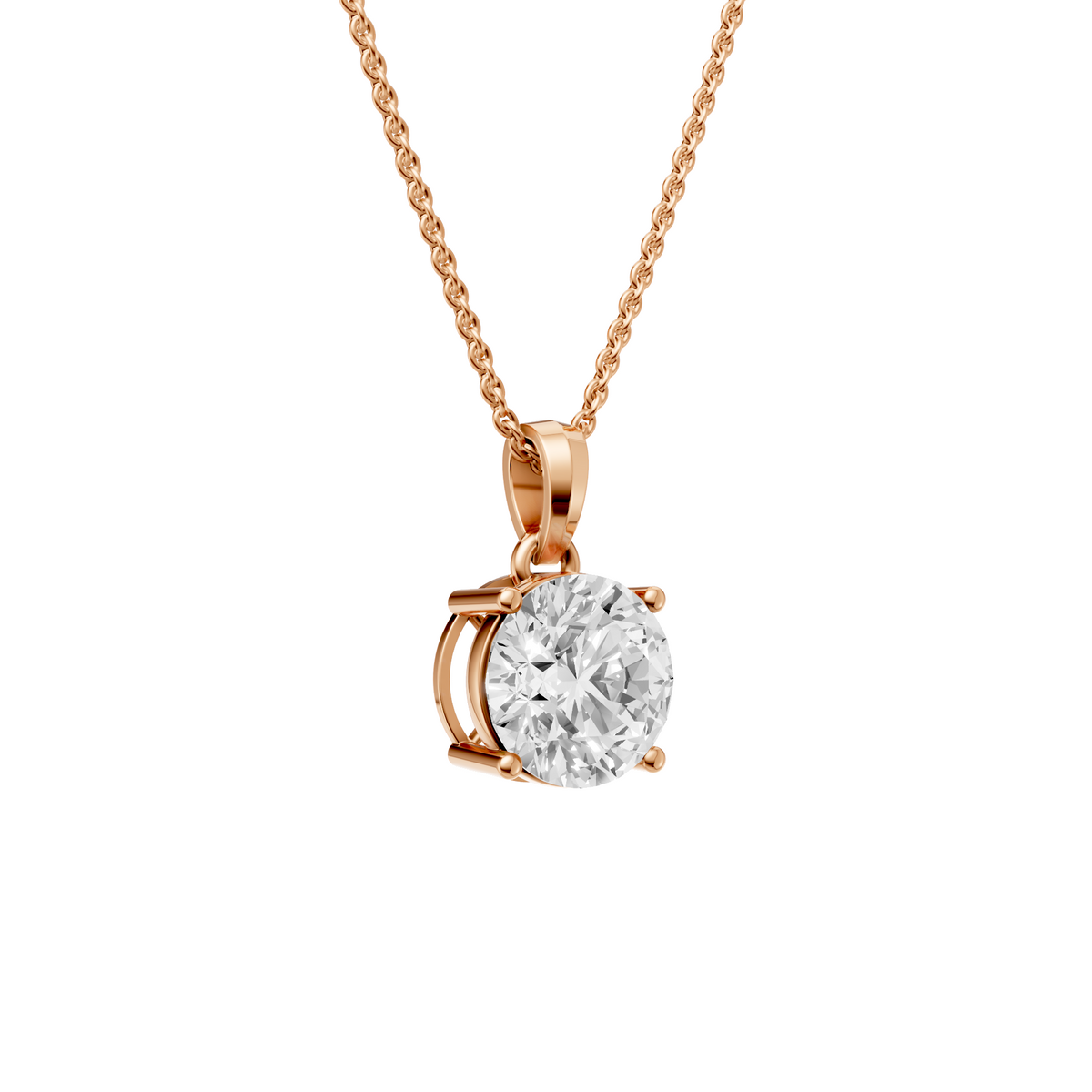 Elara Round Diamond Solitaire Pendant in 14K Solid Gold
