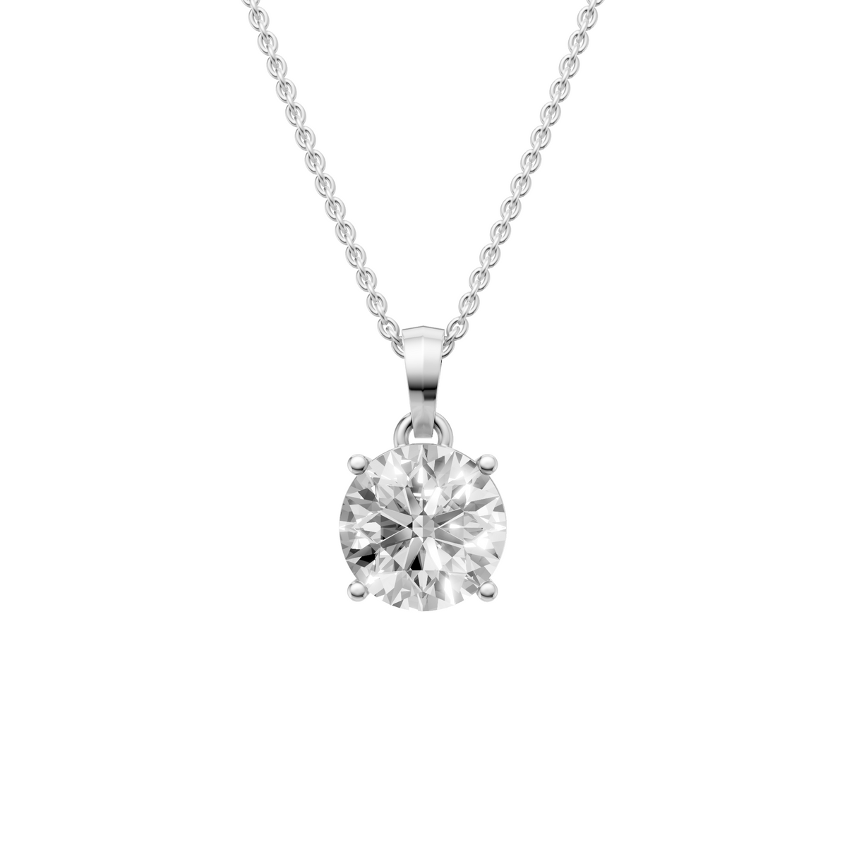Elara Round Diamond Solitaire Pendant in 14K Solid Gold