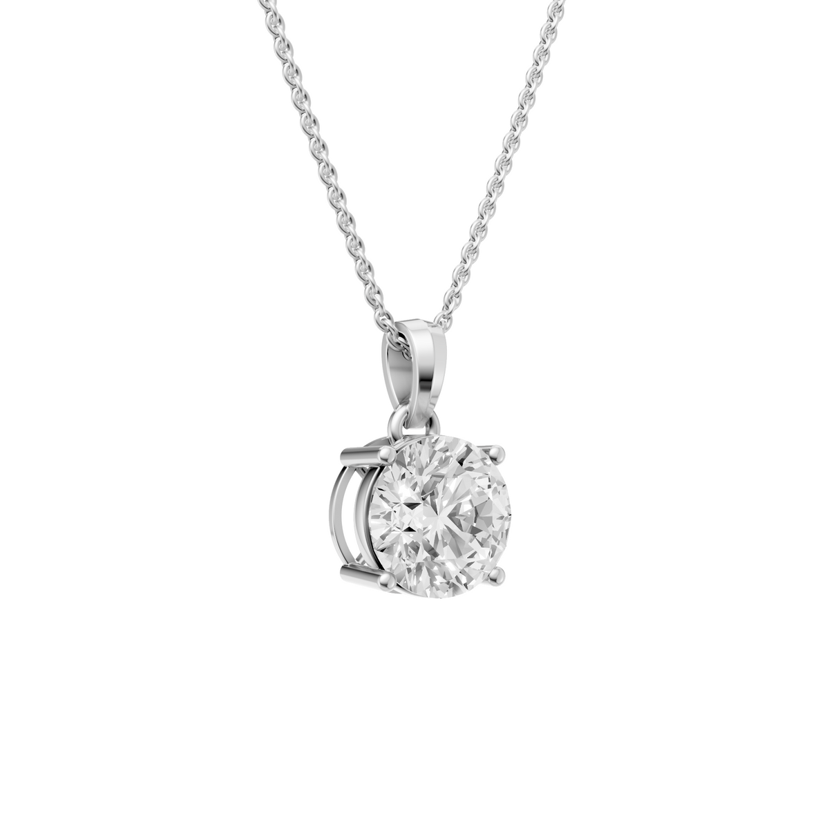 Elara Round Diamond Solitaire Pendant in 14K Solid Gold