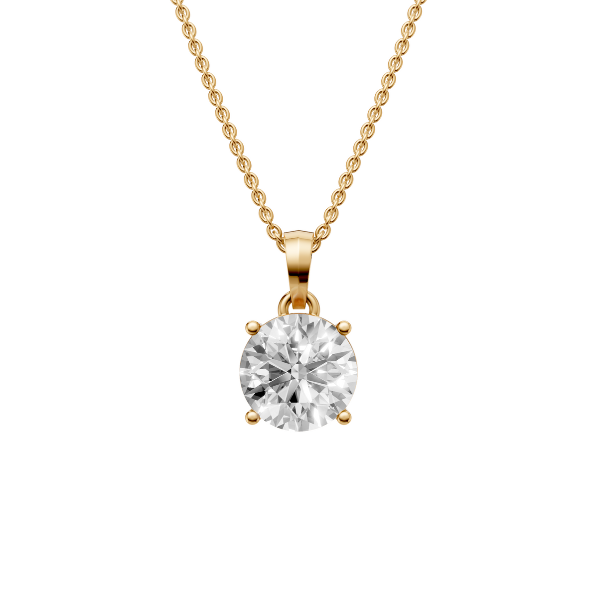Elara Round Diamond Solitaire Pendant in 14K Solid Gold