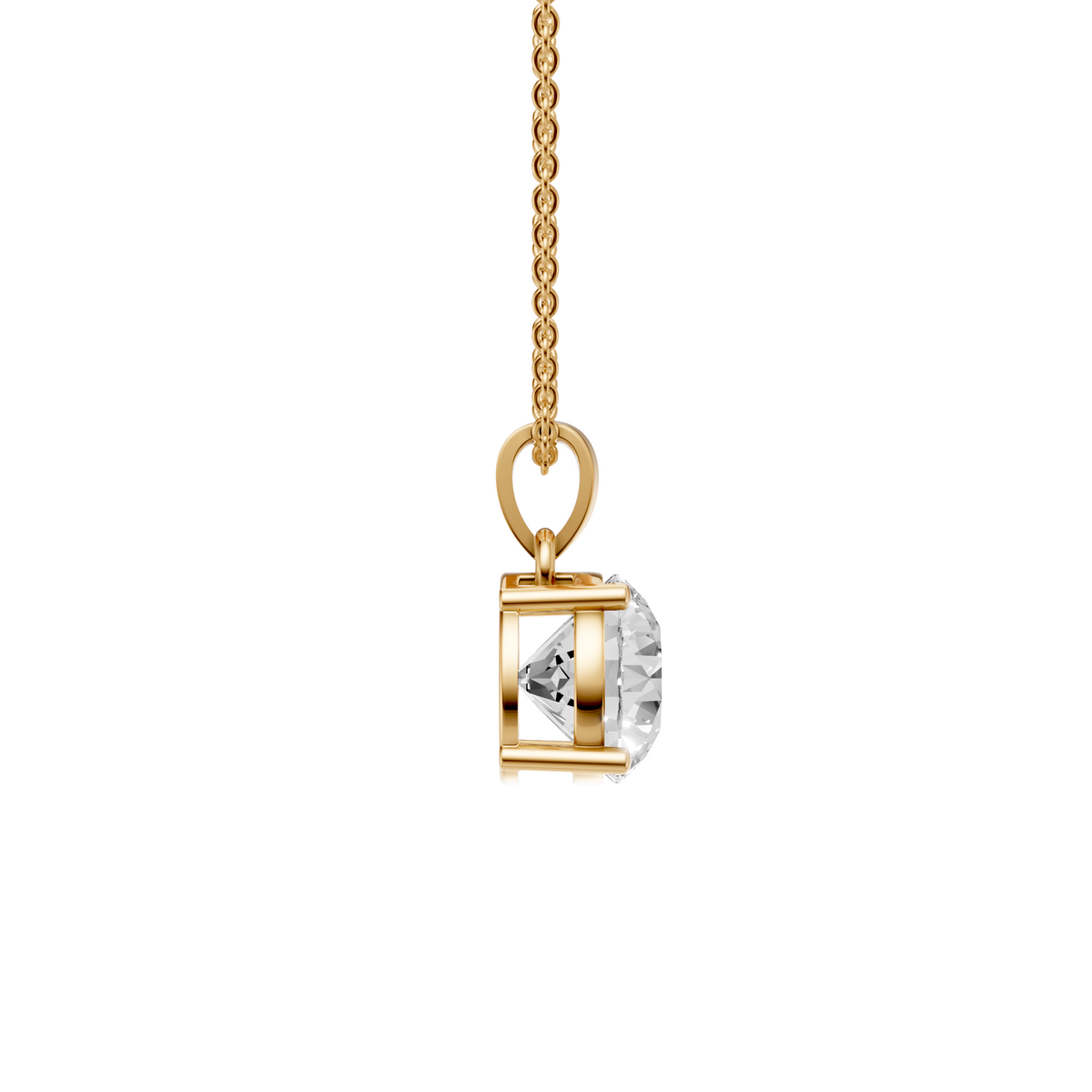 Elara Round Diamond Solitaire Pendant in 14K Solid Gold