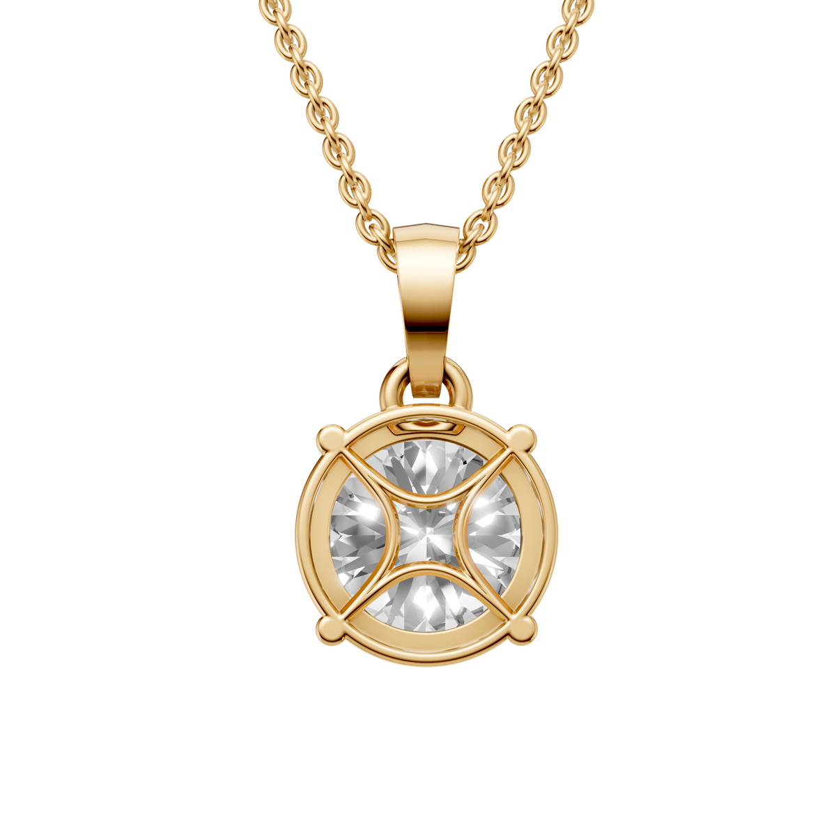 Elara Round Diamond Solitaire Pendant in 14K Solid Gold