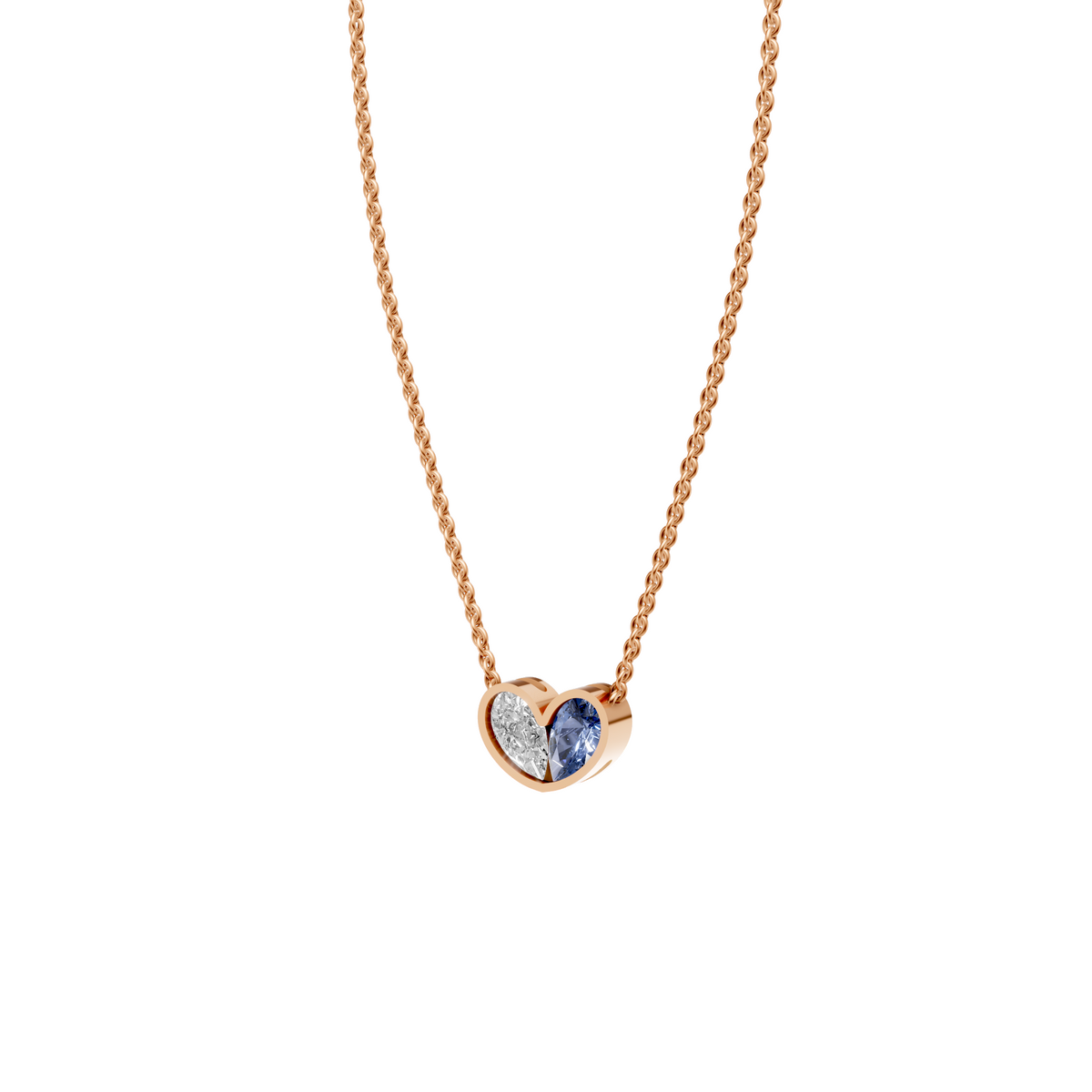 Willow Toi et Moi Pear Diamond and Blue Sapphire Heart Necklace