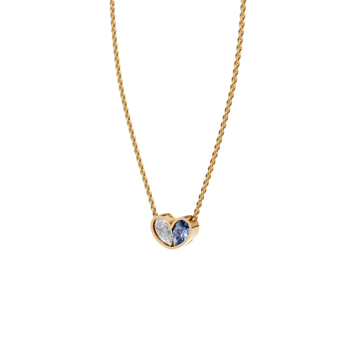 Willow Toi et Moi Pear Diamond and Blue Sapphire Heart Necklace
