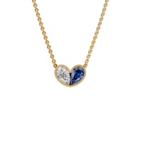 Willow Toi et Moi Pear Diamond and Blue Sapphire Heart Necklace