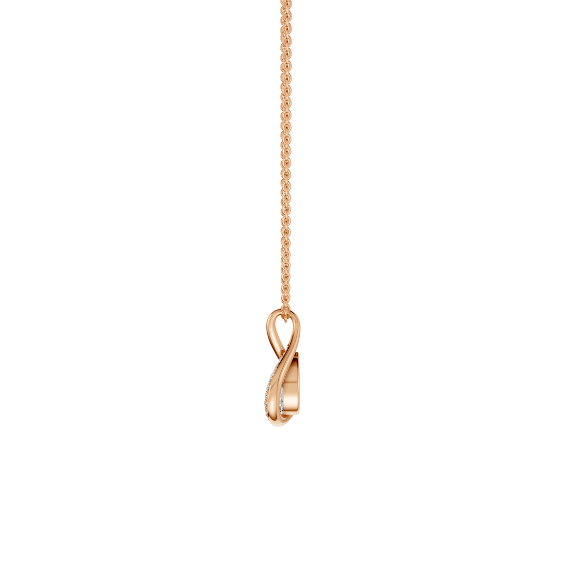 Pear Diamond Necklace, Curved Pave Pendant