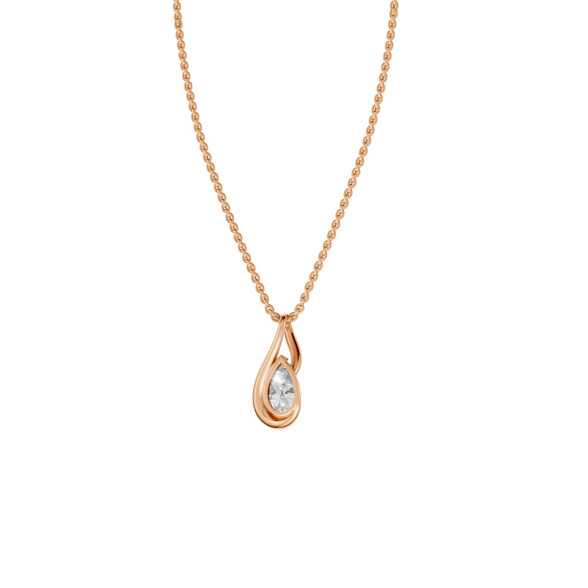 Pear Diamond Necklace, Curved Pave Pendant