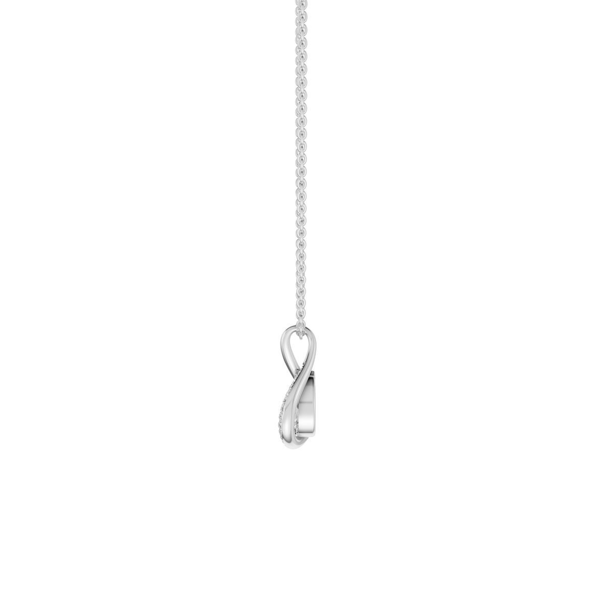 Pear Diamond Necklace, Curved Pave Pendant