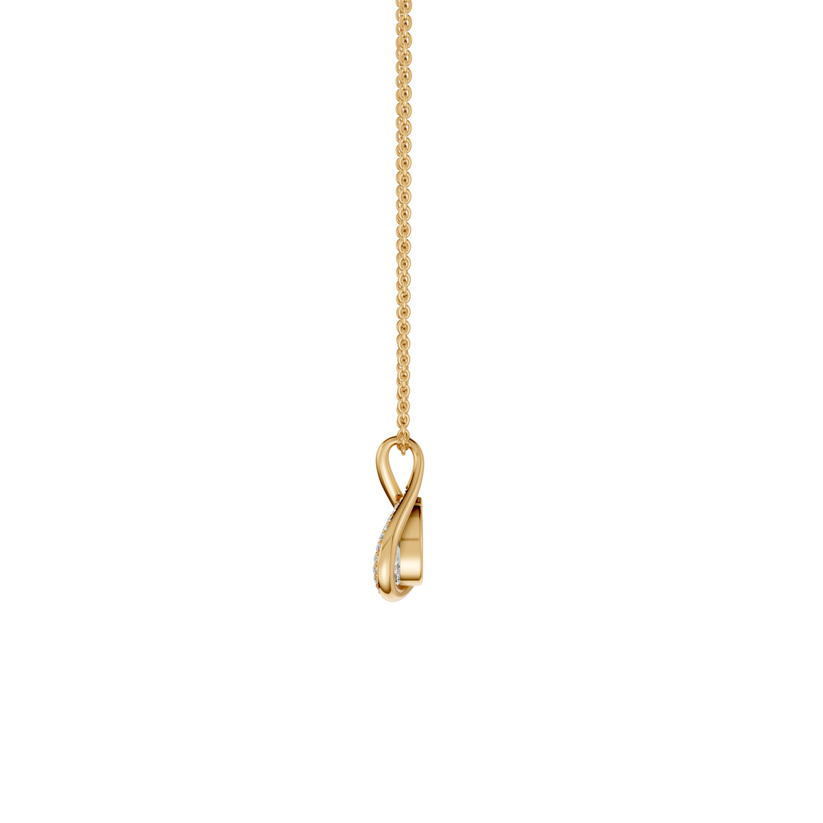 Pear Diamond Necklace, Curved Pave Pendant