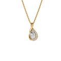 Pear Diamond Necklace, Curved Pave Pendant