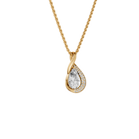 Pear Diamond Necklace, Curved Pave Pendant