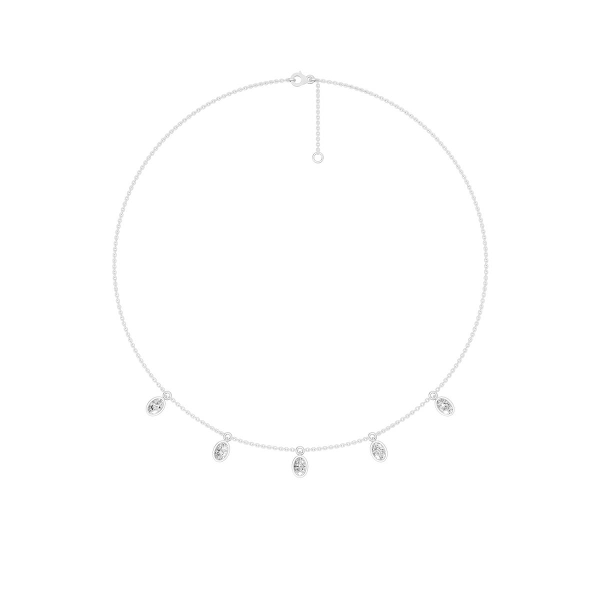 Reya Oval Lab Grown Diamond Bezel Station Necklace – 14K Yellow Gold