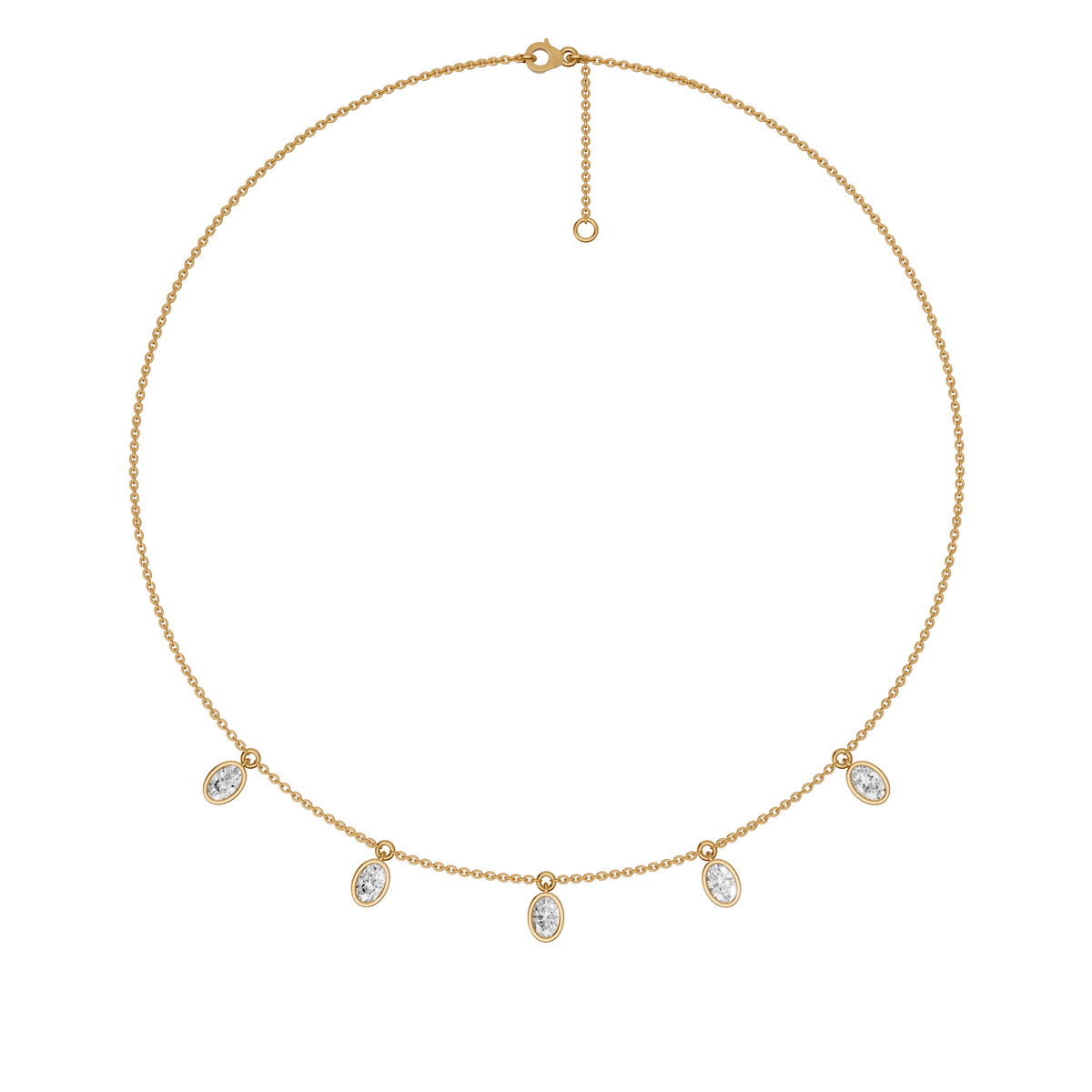 Reya Oval Lab Grown Diamond Bezel Station Necklace – 14K Yellow Gold