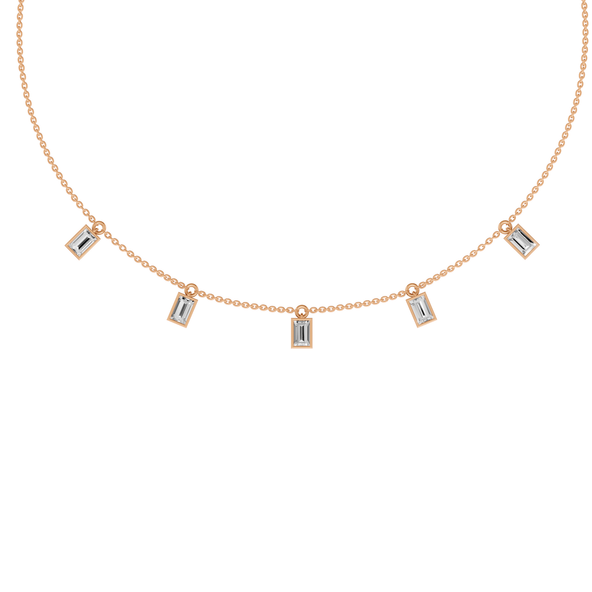Lucia Baguette Lab Grown Diamond Bezel Station Necklace