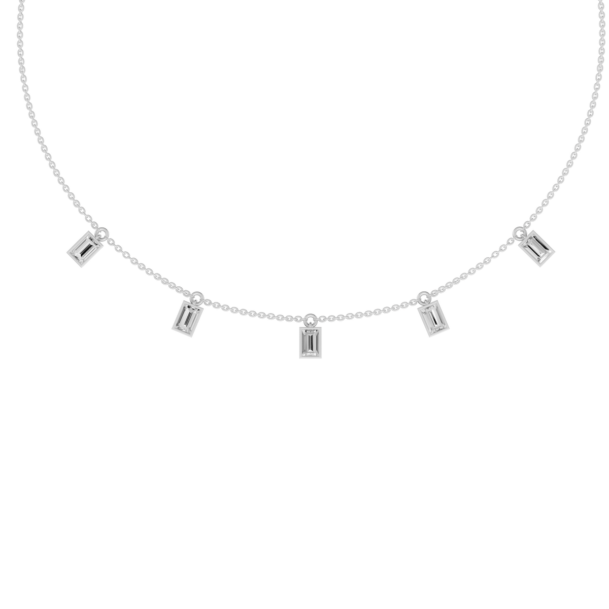Lucia Baguette Lab Grown Diamond Bezel Station Necklace
