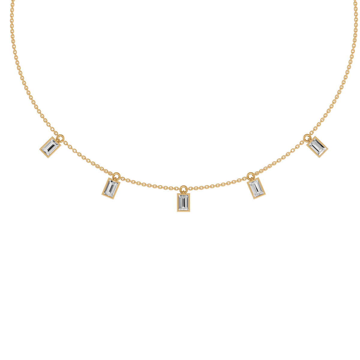 Lucia Baguette Lab Grown Diamond Bezel Station Necklace
