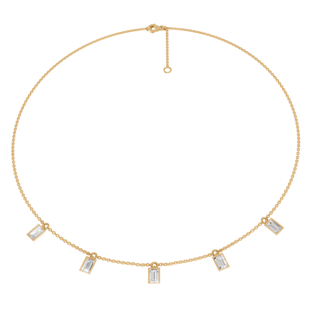 Lucia Baguette Lab Grown Diamond Bezel Station Necklace