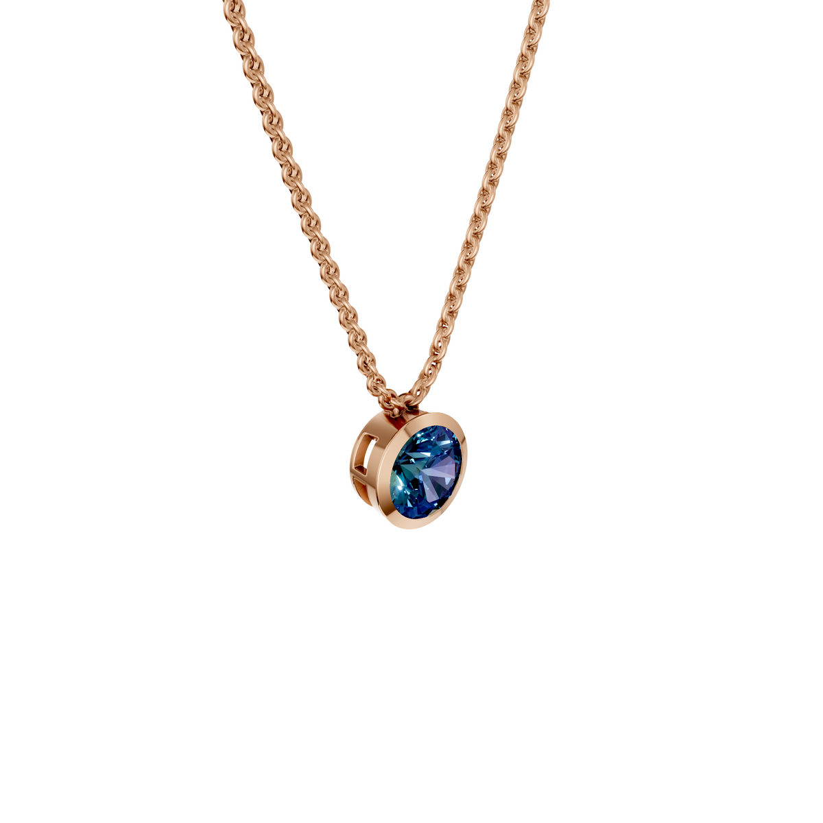 The Bezel Solitaire 2.00 Carat Blue Diamond Pendant In 14K Gold
