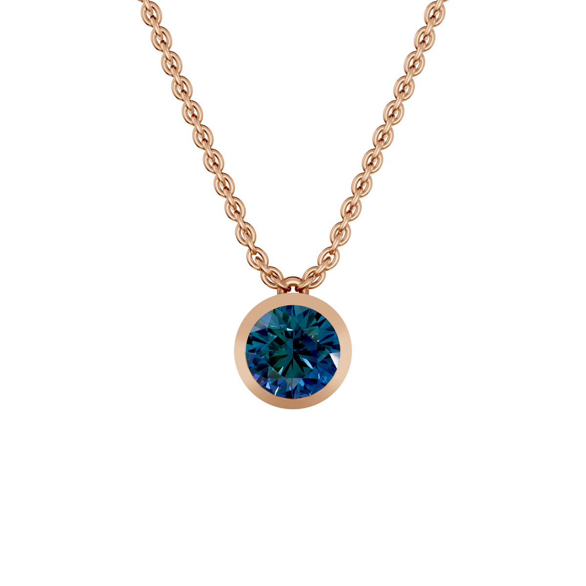 The Bezel Solitaire 2.00 Carat Blue Diamond Pendant In 14K Gold