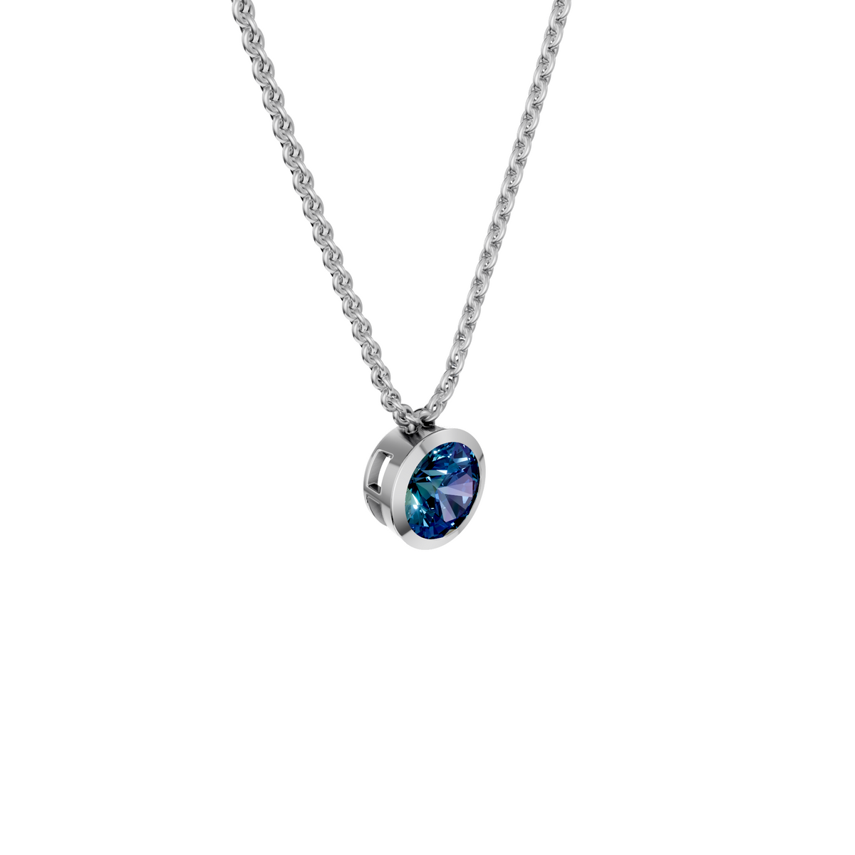 The Bezel Solitaire 2.00 Carat Blue Diamond Pendant In 14K Gold