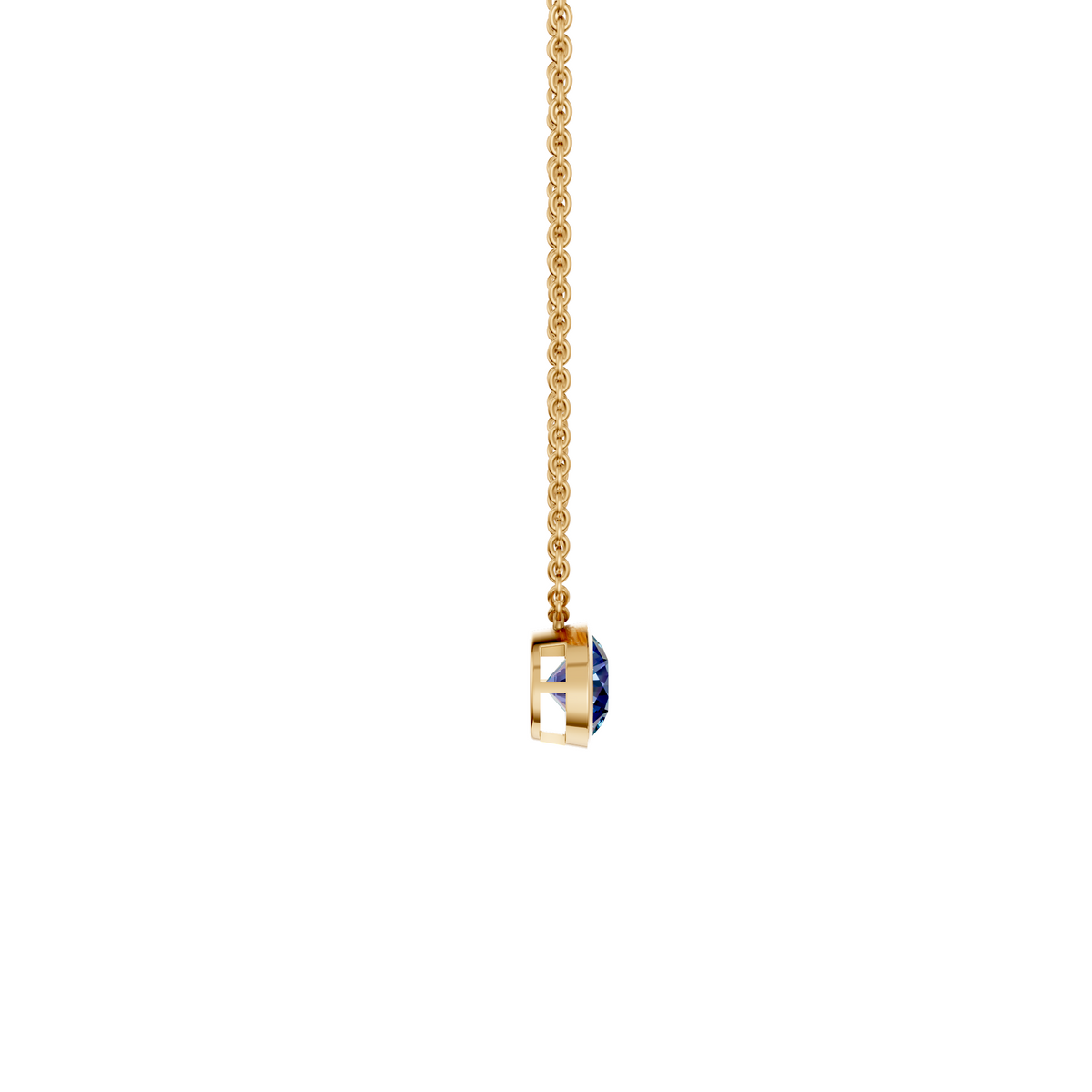 The Bezel Solitaire 2.00 Carat Blue Diamond Pendant In 14K Gold