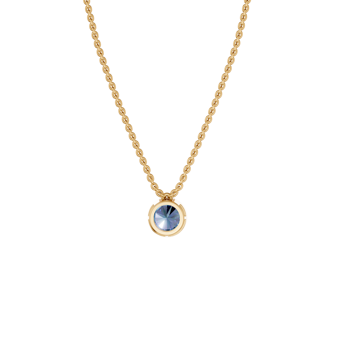 The Bezel Solitaire 2.00 Carat Blue Diamond Pendant In 14K Gold