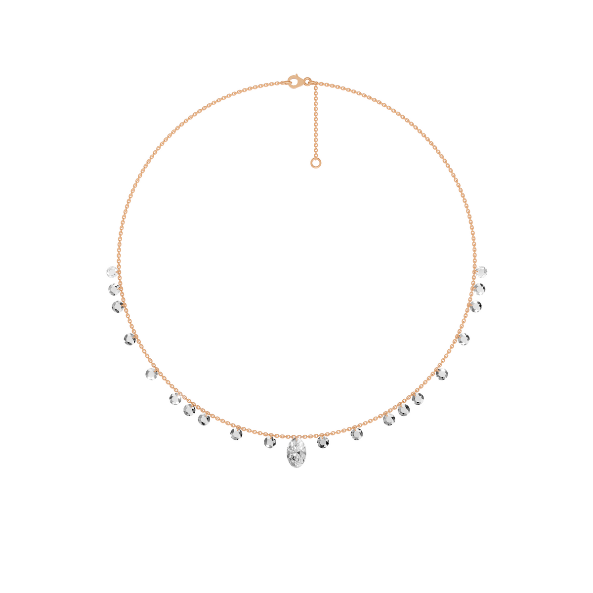 Lucia Rose Cut & Oval Diamond Floating Necklace