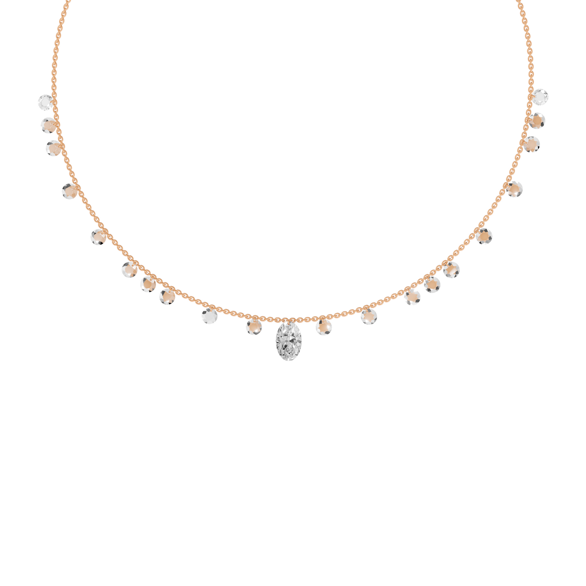 Lucia Rose Cut & Oval Diamond Floating Necklace