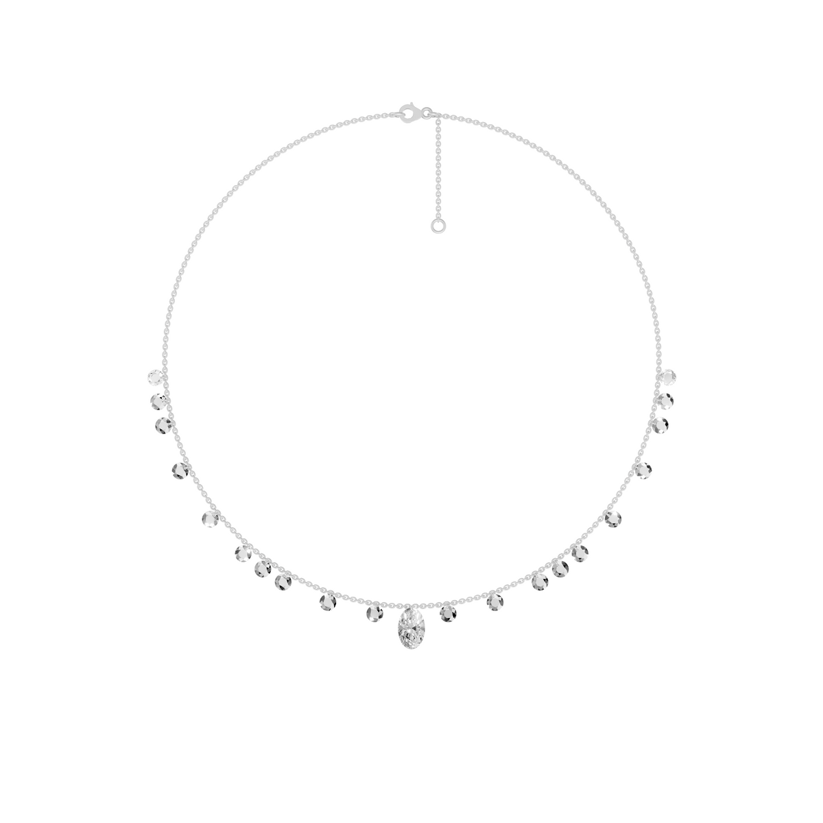 Lucia Rose Cut & Oval Diamond Floating Necklace