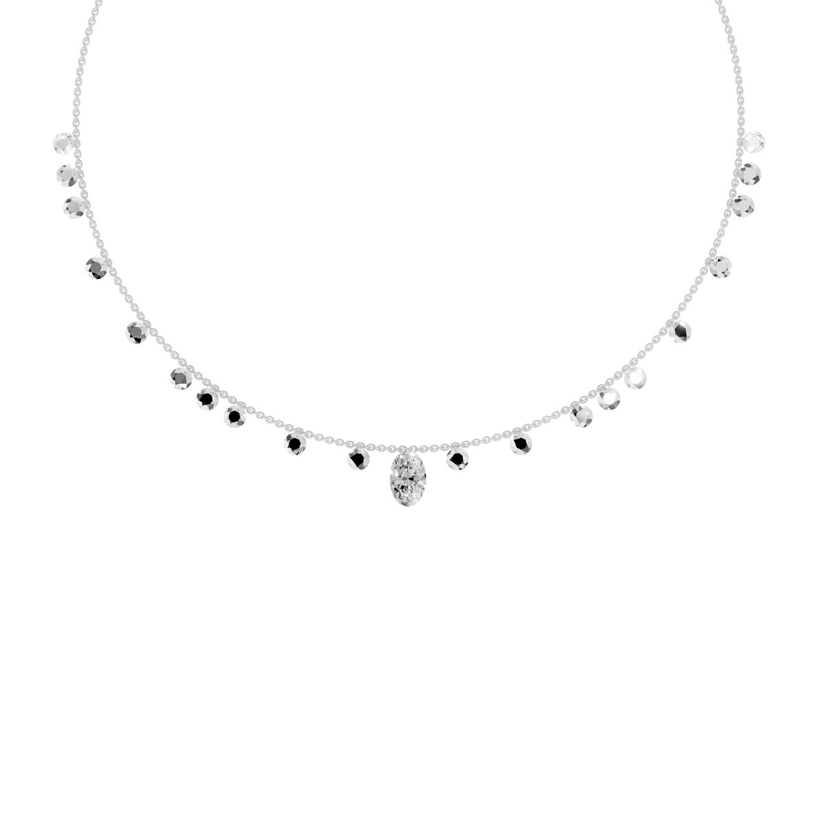 Lucia Rose Cut & Oval Diamond Floating Necklace