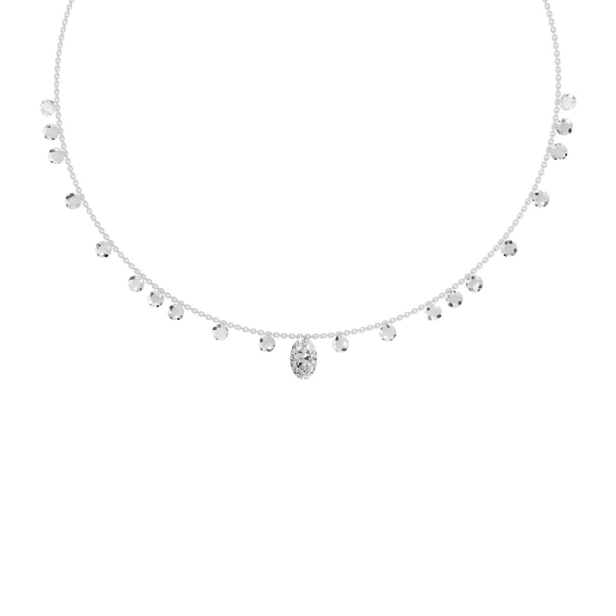 Lucia Rose Cut & Oval Diamond Floating Necklace