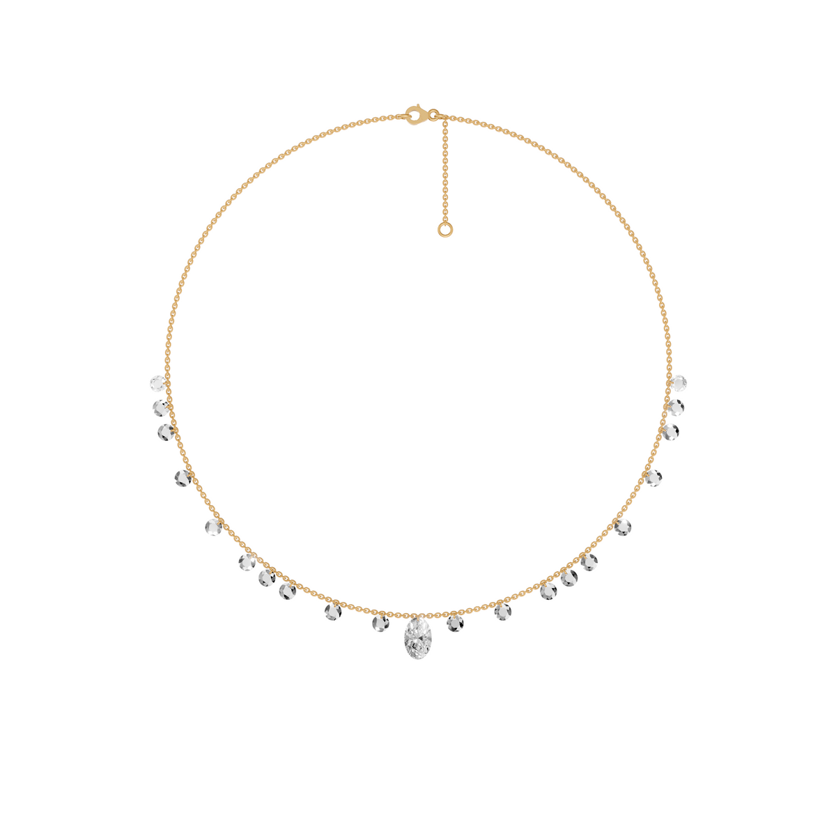 Lucia Rose Cut & Oval Diamond Floating Necklace