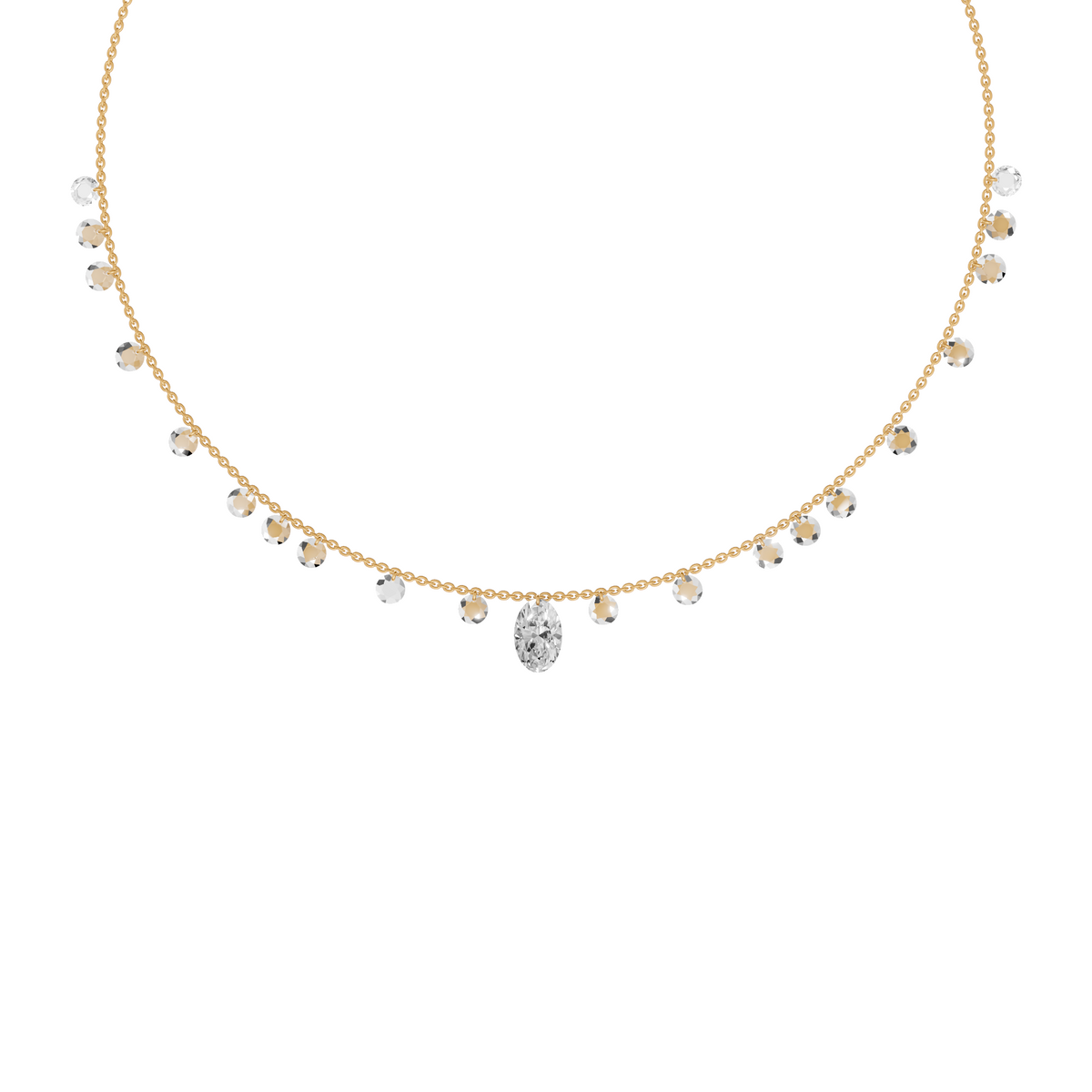 Lucia Rose Cut & Oval Diamond Floating Necklace