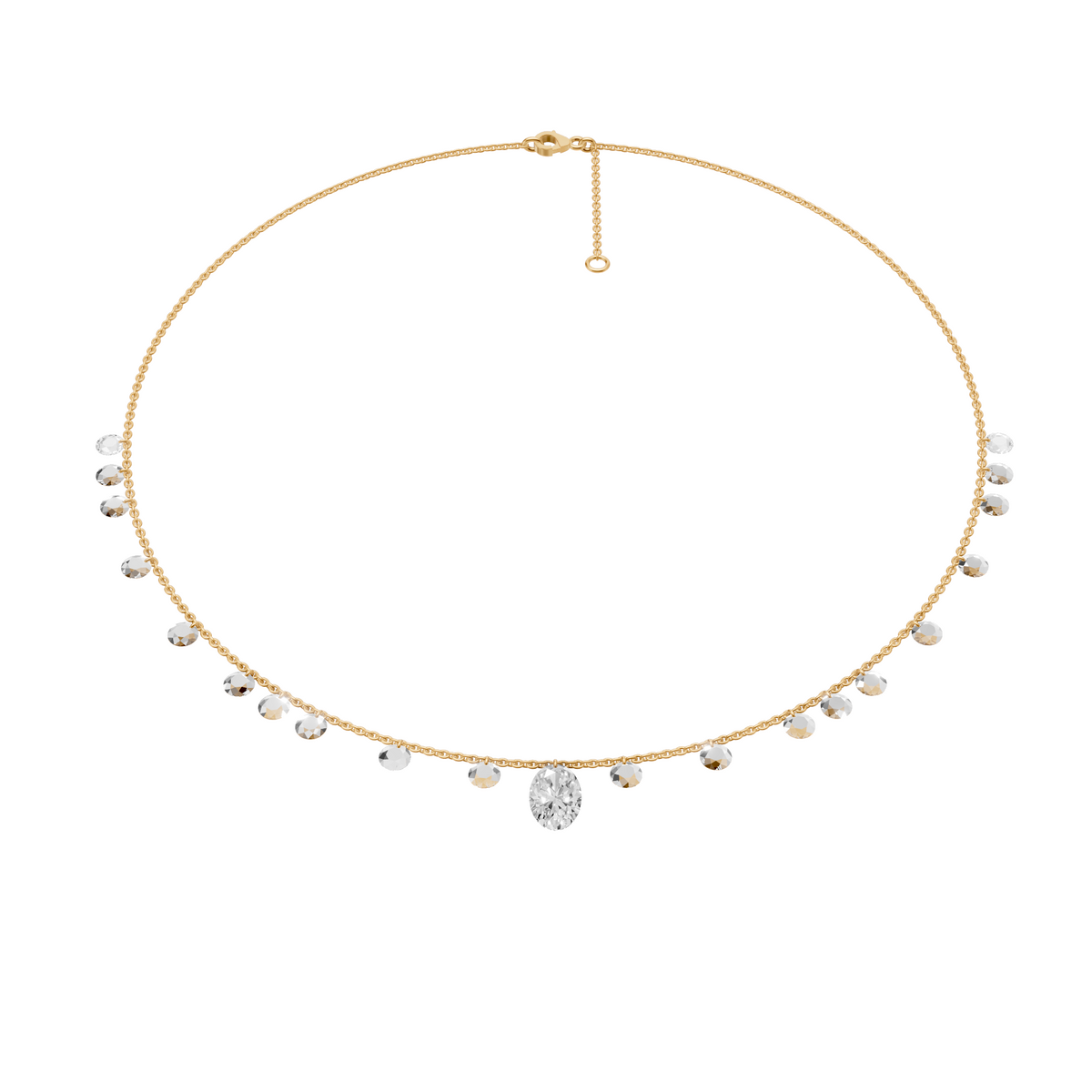 Lucia Rose Cut & Oval Diamond Floating Necklace