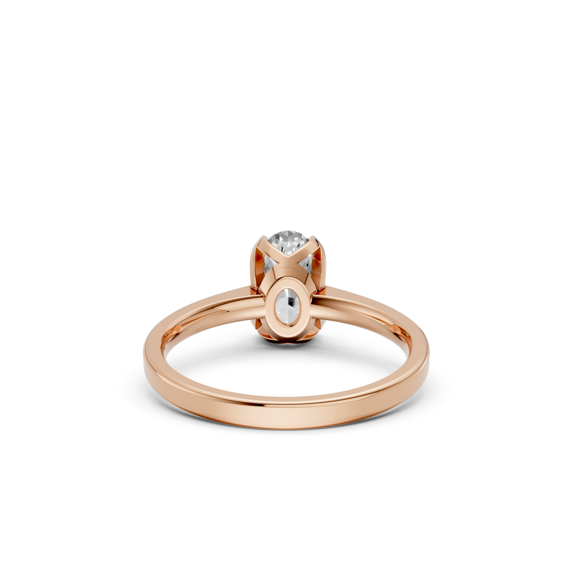 Minimalist Oval Lab Grown Diamond Solitaire Engagement Ring 14K Solid Gold
