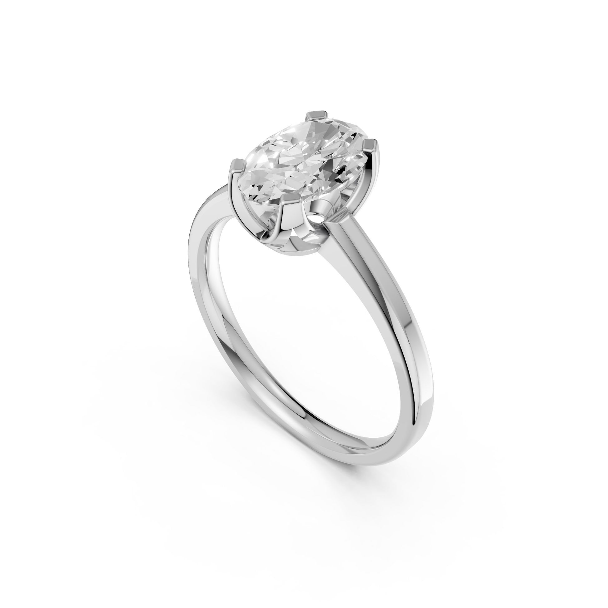 Minimalist Oval Lab Grown Diamond Solitaire Engagement Ring 14K Solid Gold