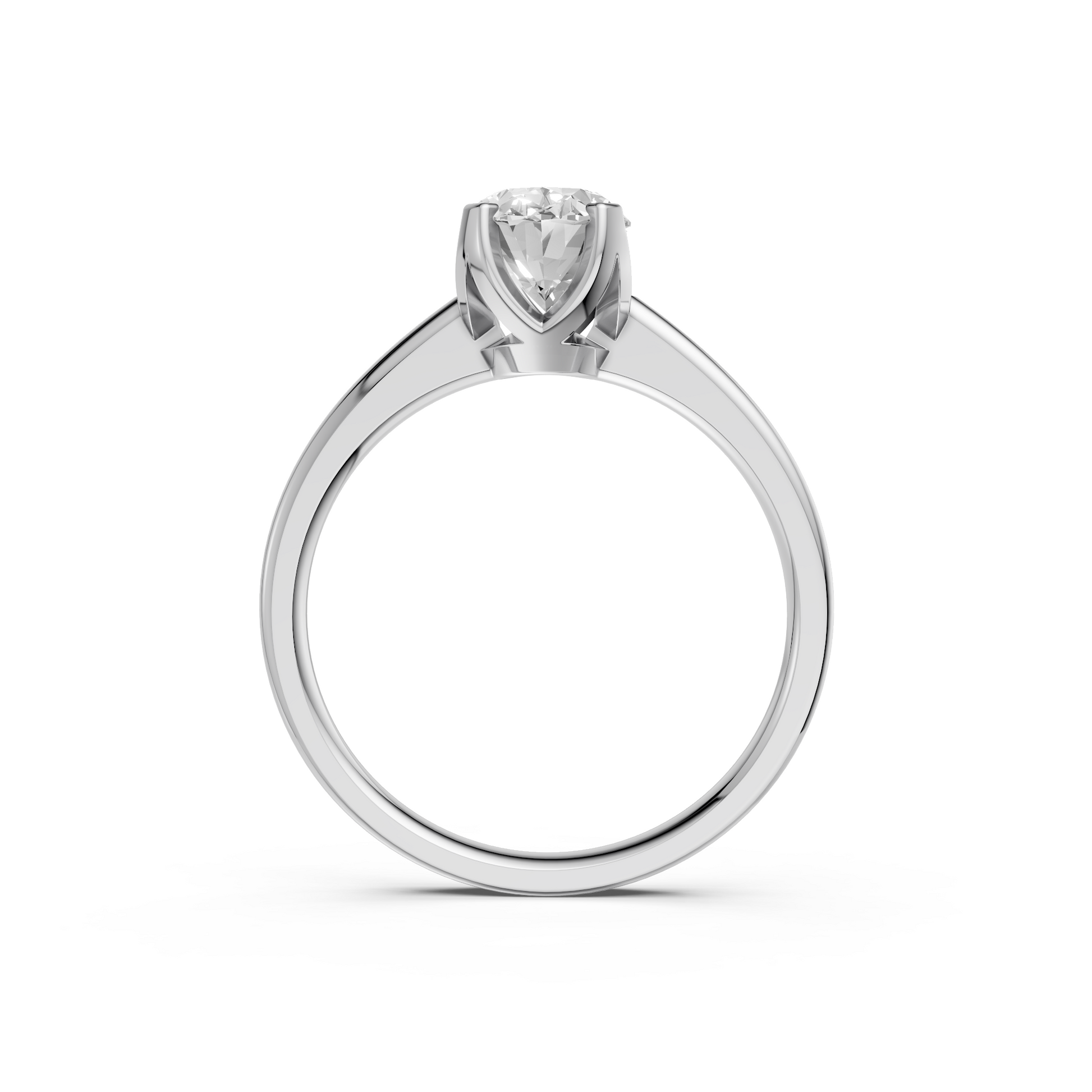 Minimalist Oval Lab Grown Diamond Solitaire Engagement Ring 14K Solid Gold