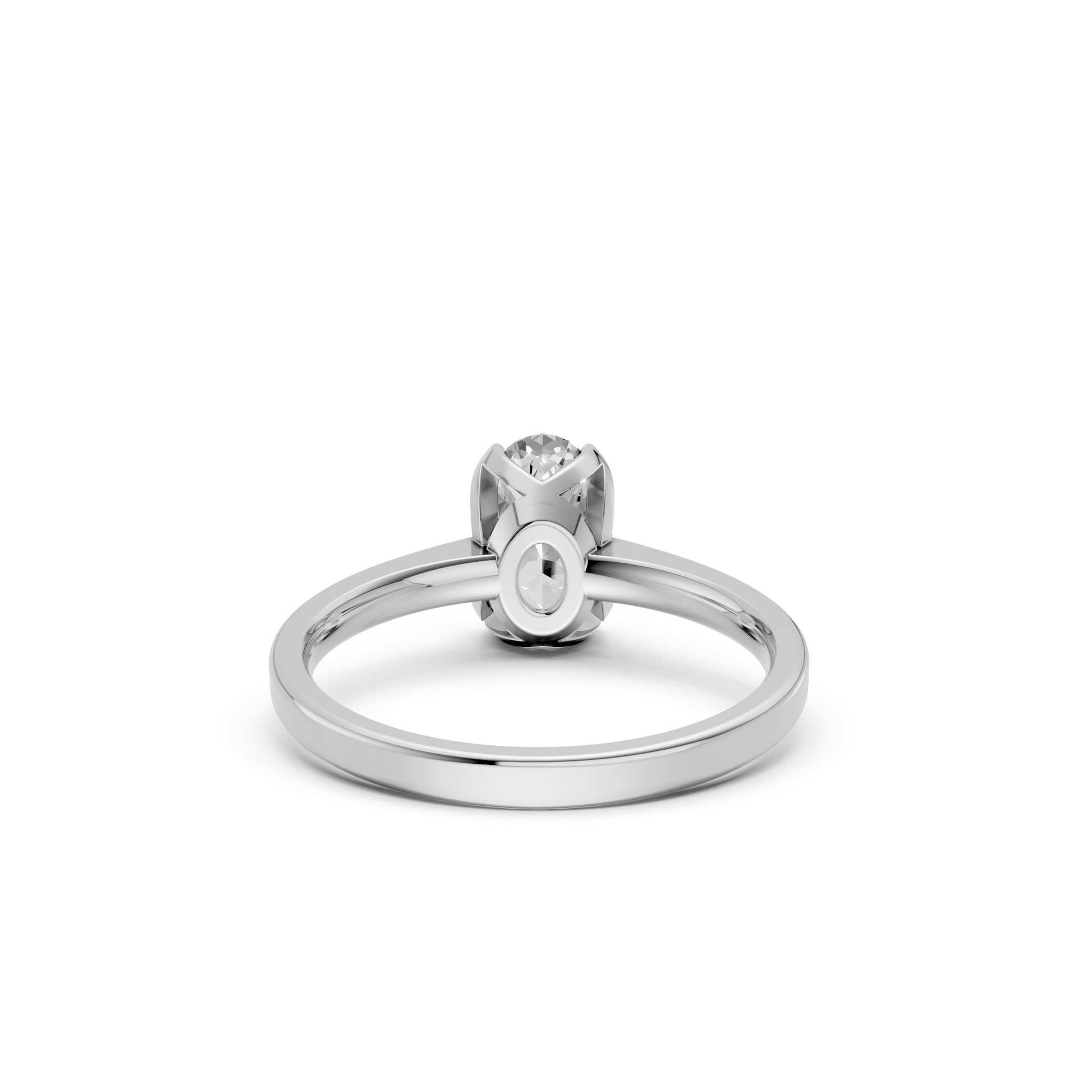 Minimalist Oval Lab Grown Diamond Solitaire Engagement Ring 14K Solid Gold