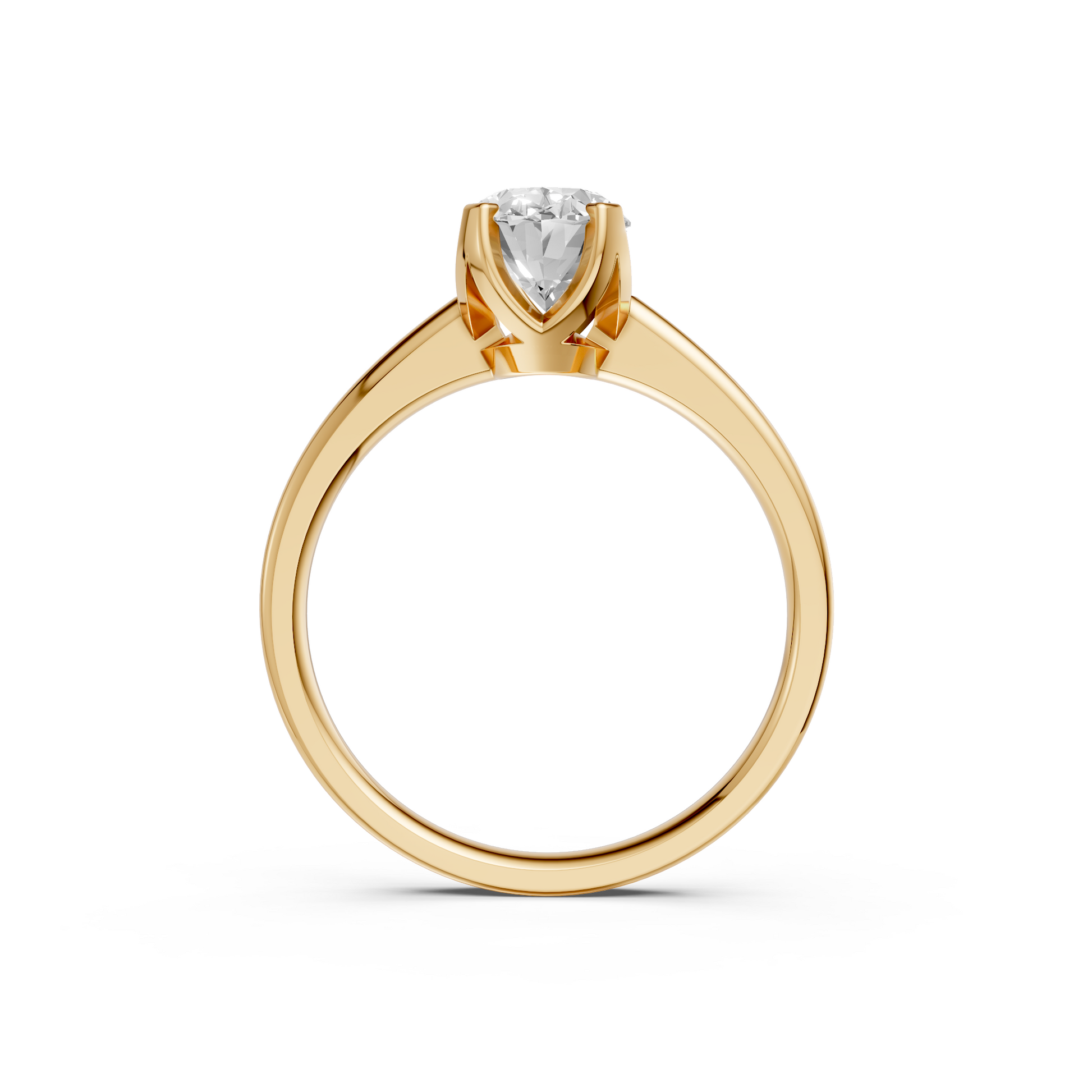 Minimalist Oval Lab Grown Diamond Solitaire Engagement Ring 14K Solid Gold