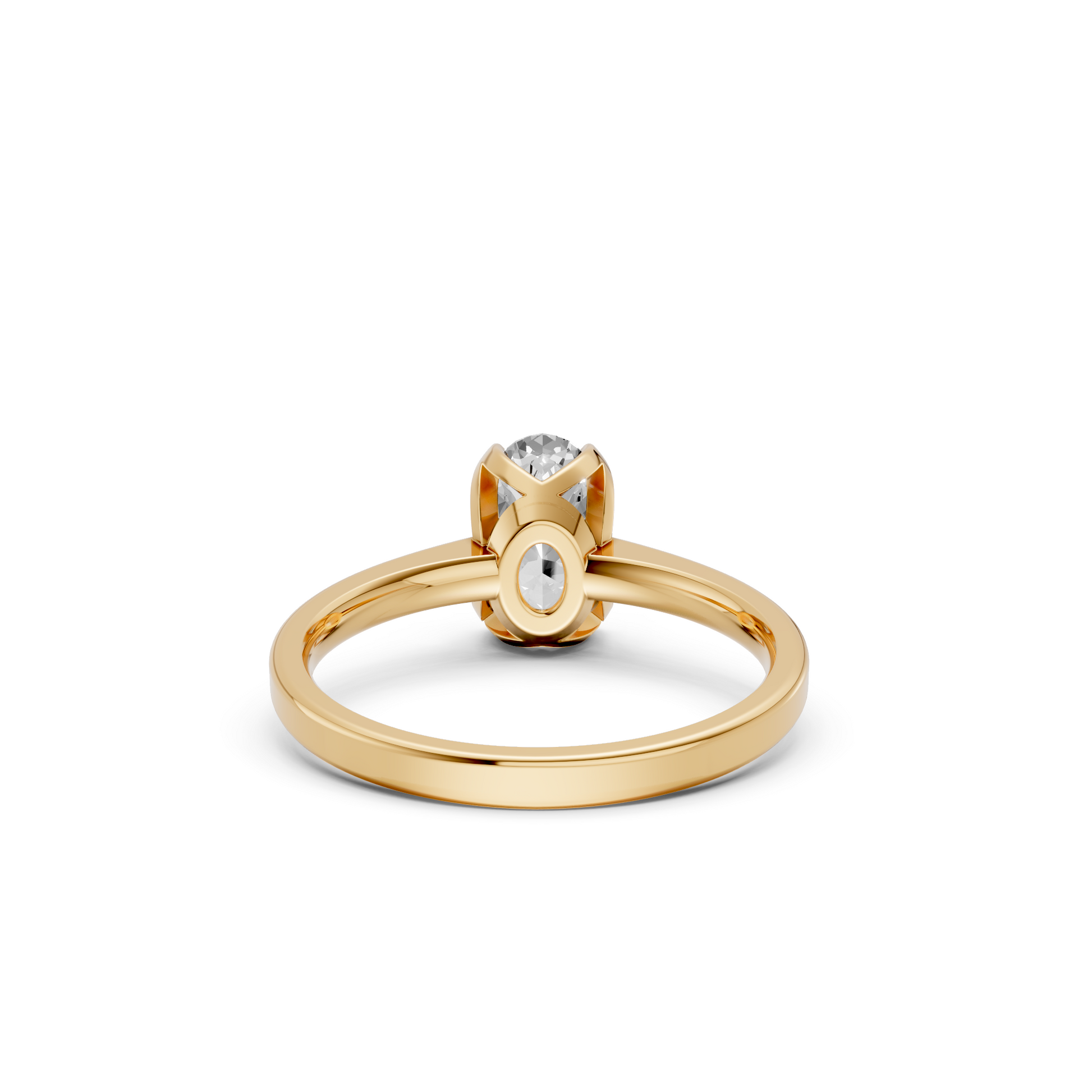 Minimalist Oval Lab Grown Diamond Solitaire Engagement Ring 14K Solid Gold