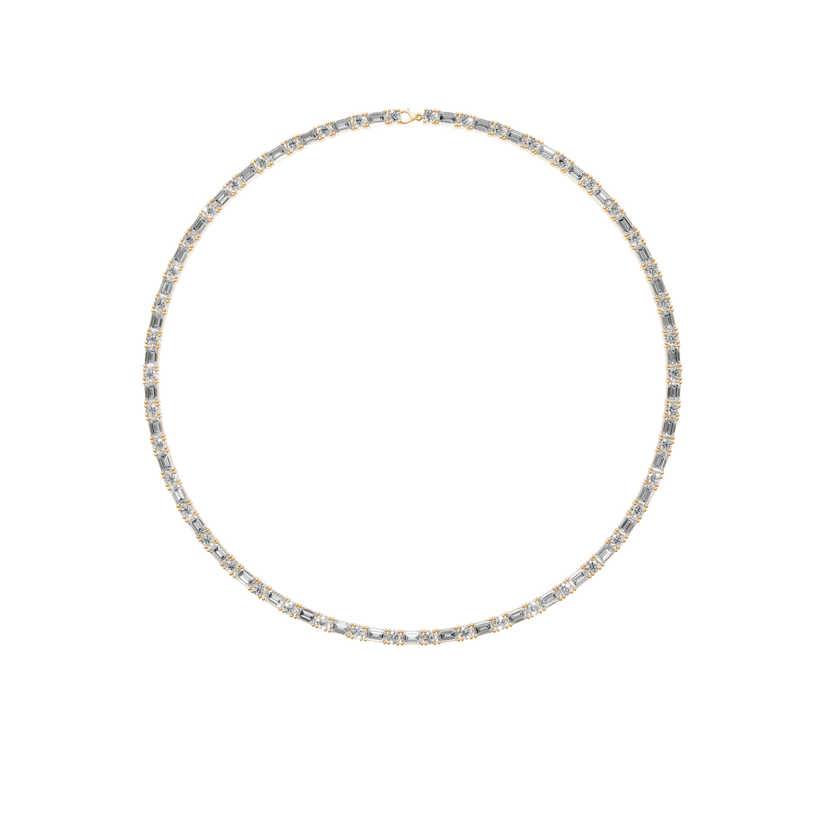 Aria Round & Emerald Cut Diamond Tennis Necklace in 14K Yellow Gold