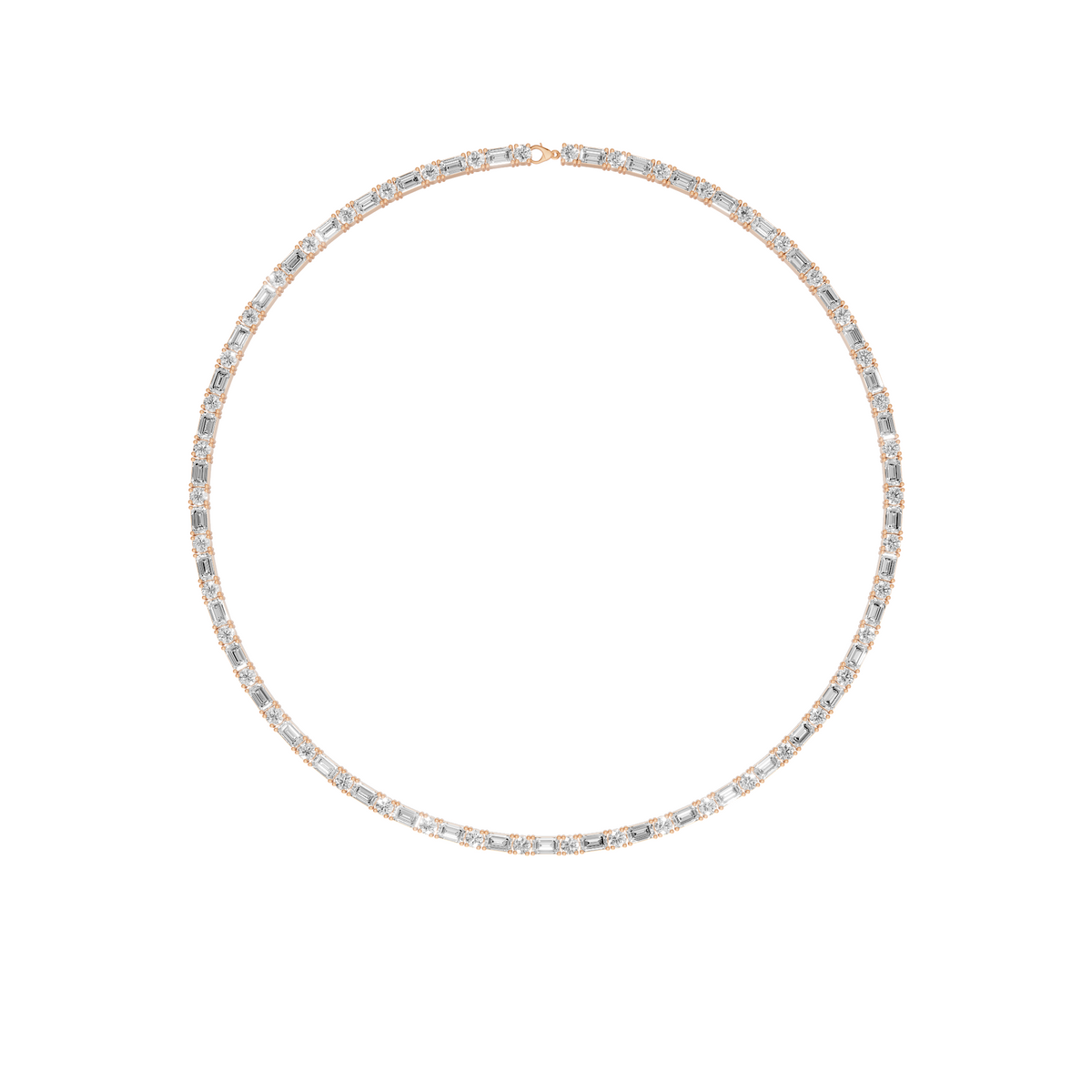 Aria Round & Emerald Cut Diamond Tennis Necklace in 14K Yellow Gold