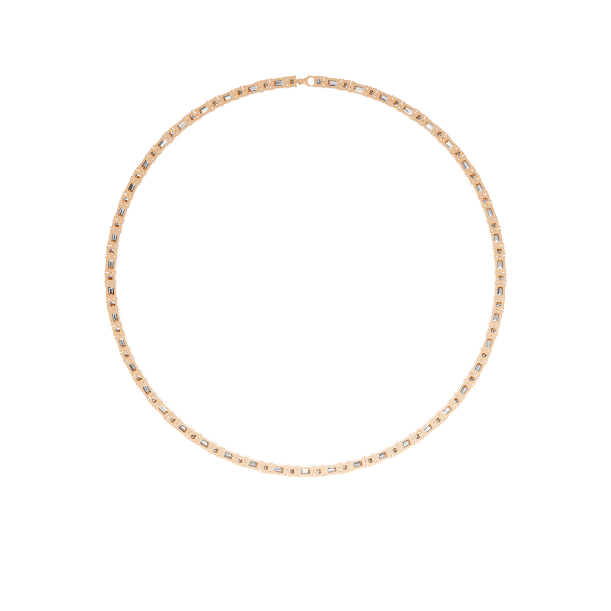 Aria Round & Emerald Cut Diamond Tennis Necklace in 14K Yellow Gold