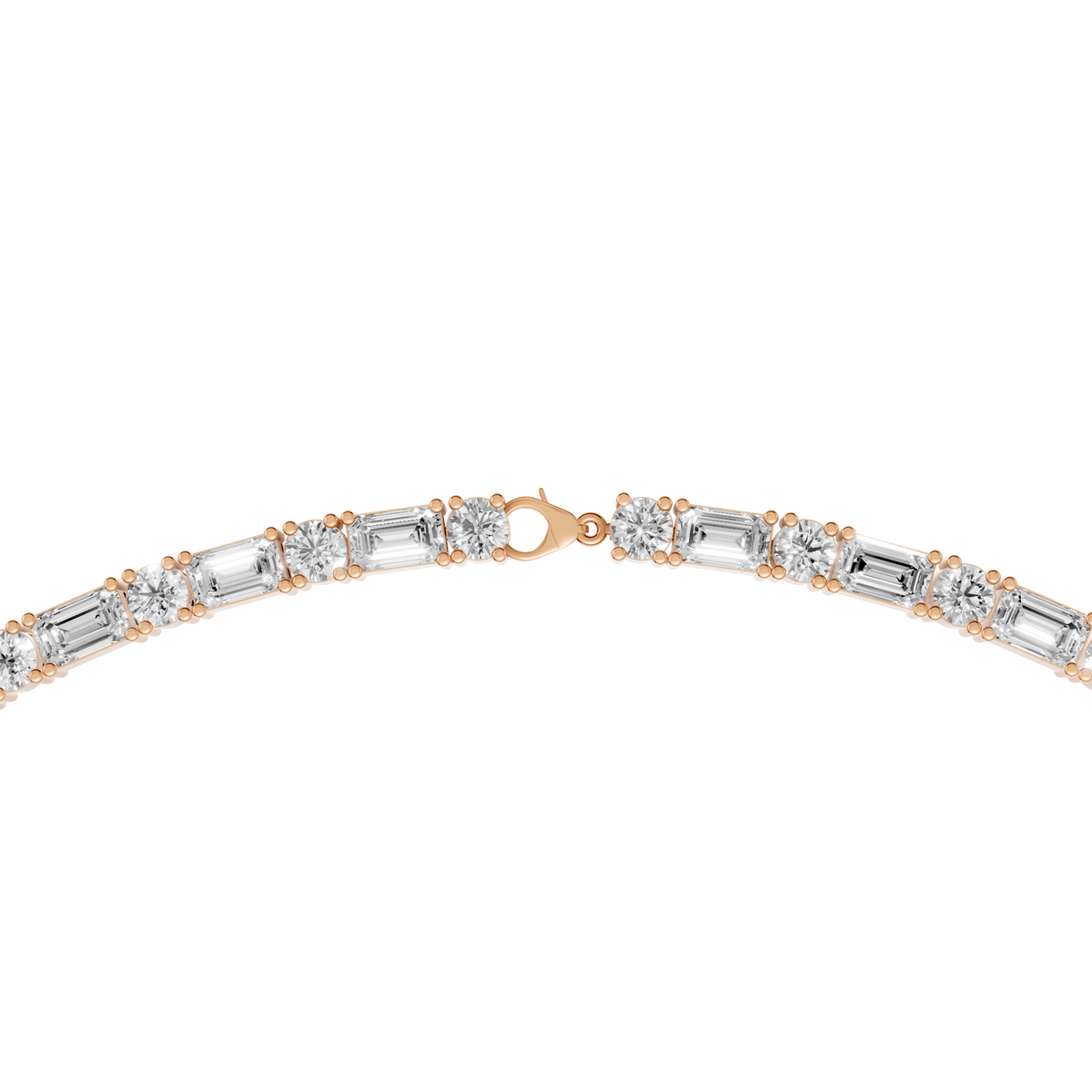 Aria Round & Emerald Cut Diamond Tennis Necklace in 14K Yellow Gold