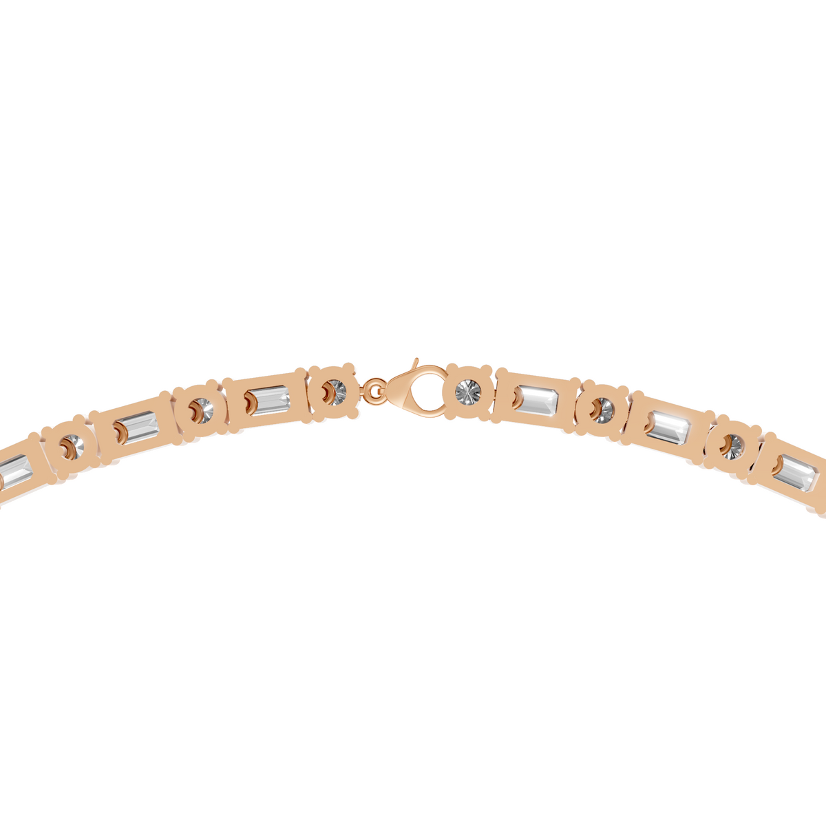 Aria Round & Emerald Cut Diamond Tennis Necklace in 14K Yellow Gold