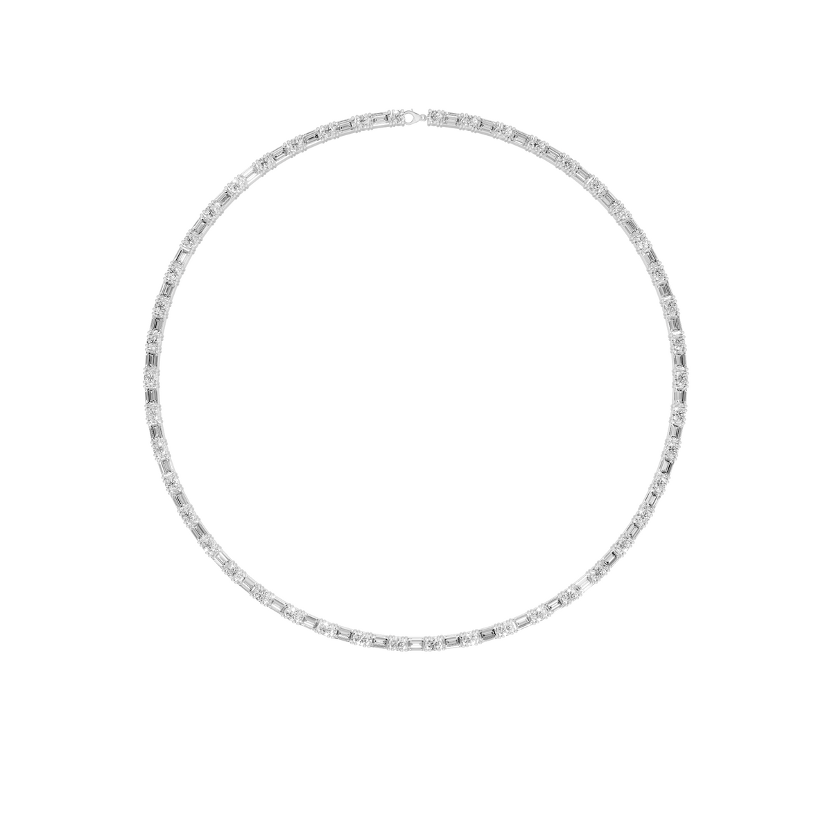 Aria Round & Emerald Cut Diamond Tennis Necklace in 14K Yellow Gold