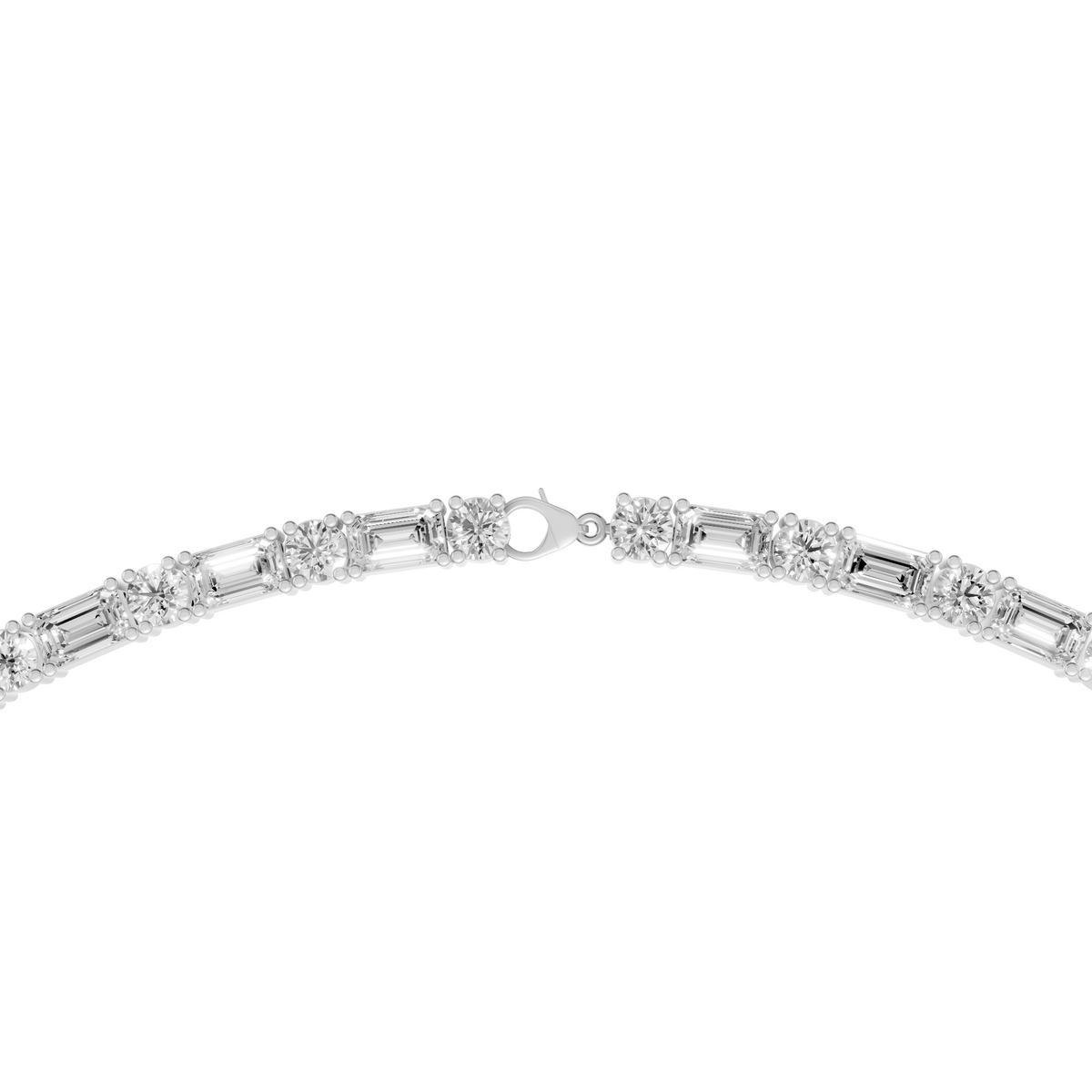 Aria Round & Emerald Cut Diamond Tennis Necklace in 14K Yellow Gold