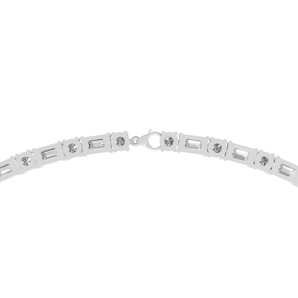 Aria Round & Emerald Cut Diamond Tennis Necklace in 14K Yellow Gold